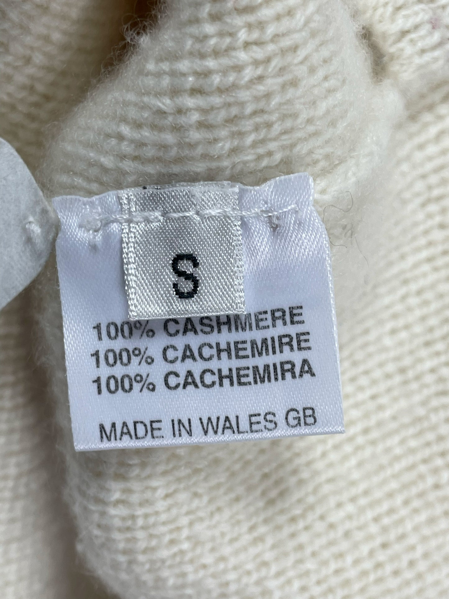 100% cashmere Thom Browne 4-Bar knit sport jacket cream with navy trim