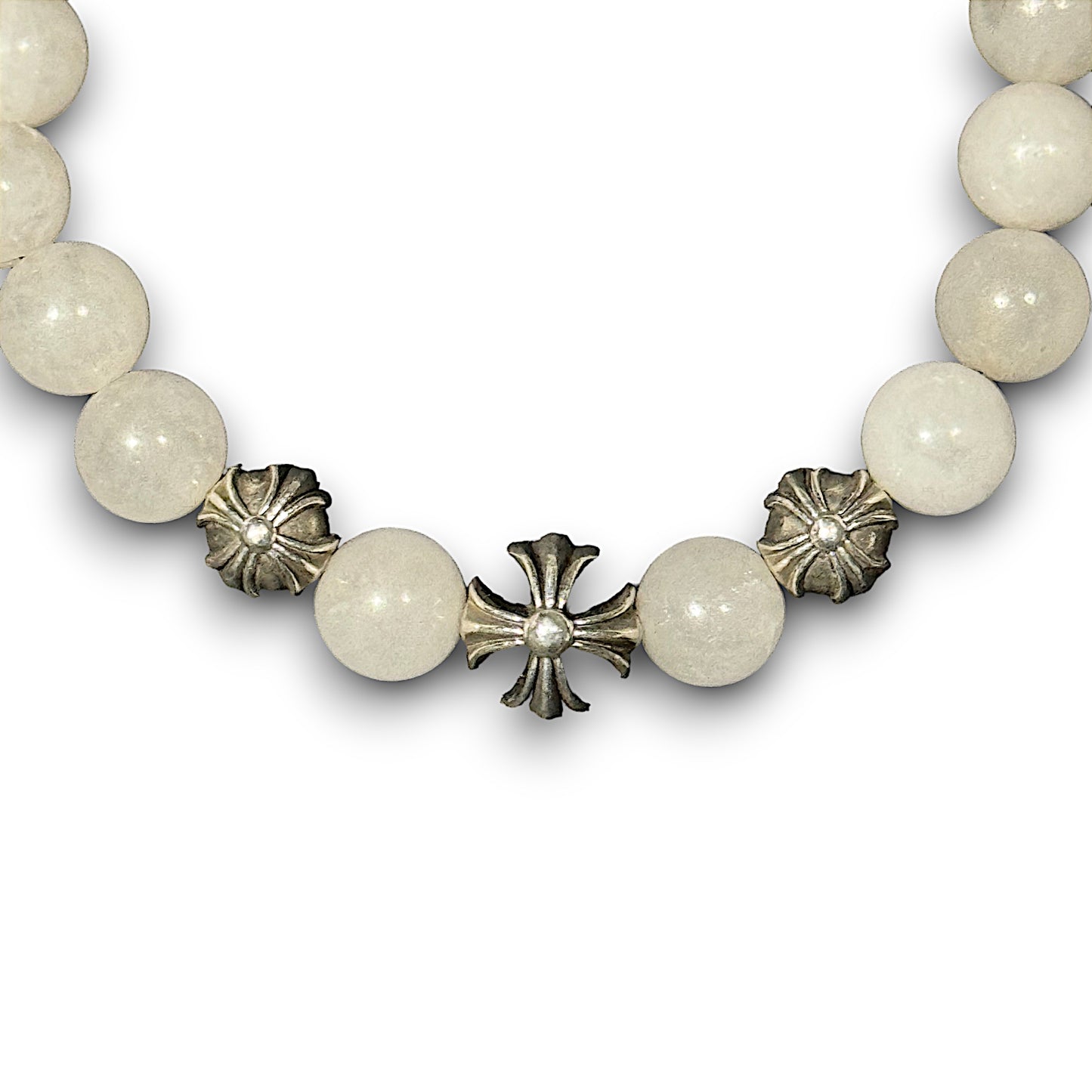 White Jade Beaded CH Plus Bracelet