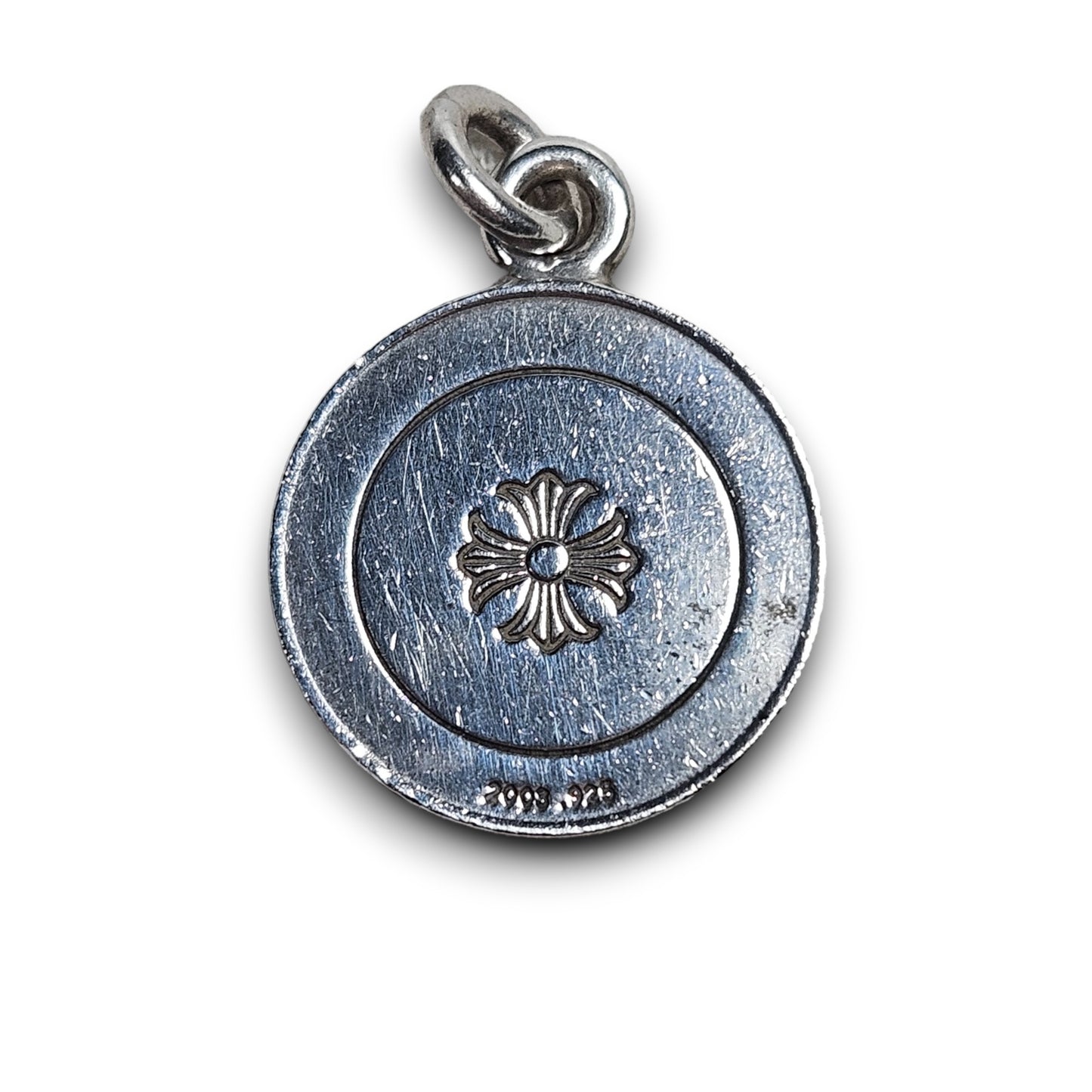 Chrome Hearts Angel Medallion Circle Pendant Sterling Silver Hardware