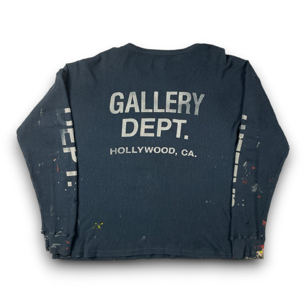 Gallery Dept. Faded Paint Thermal Waffle Long Sleeve T-Shirt 1/1 - Navy Blue Sterling Silver Hardware