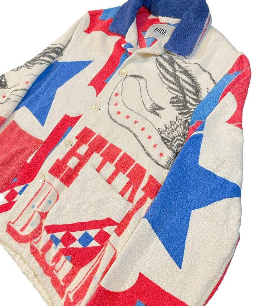BODE Vintage Towel Jacket American Flag Eagle 1/1 Sterling Silver Hardware