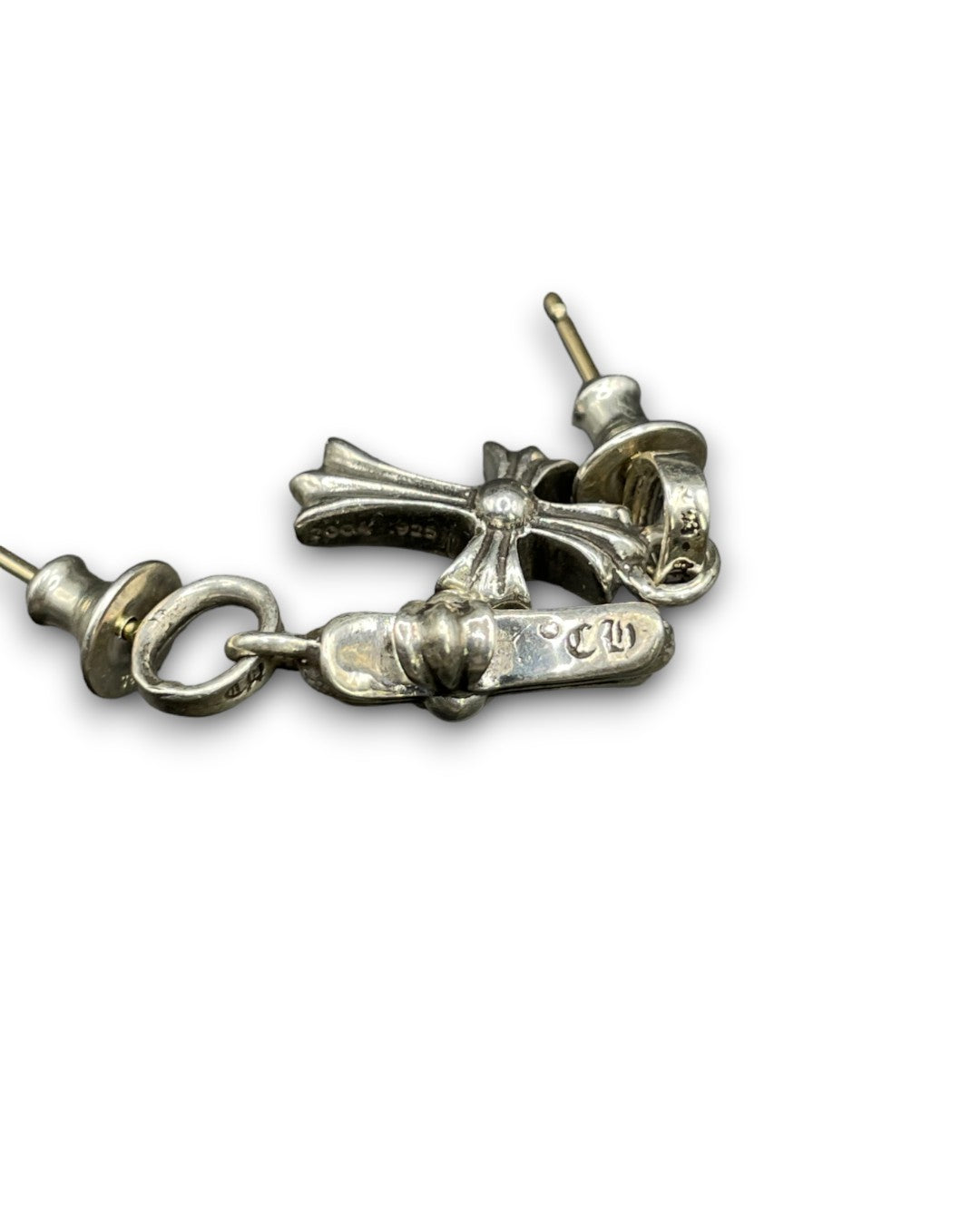 Chrome Hearts Baby fat Cross Earrings .925 Silver Verified YP Collective