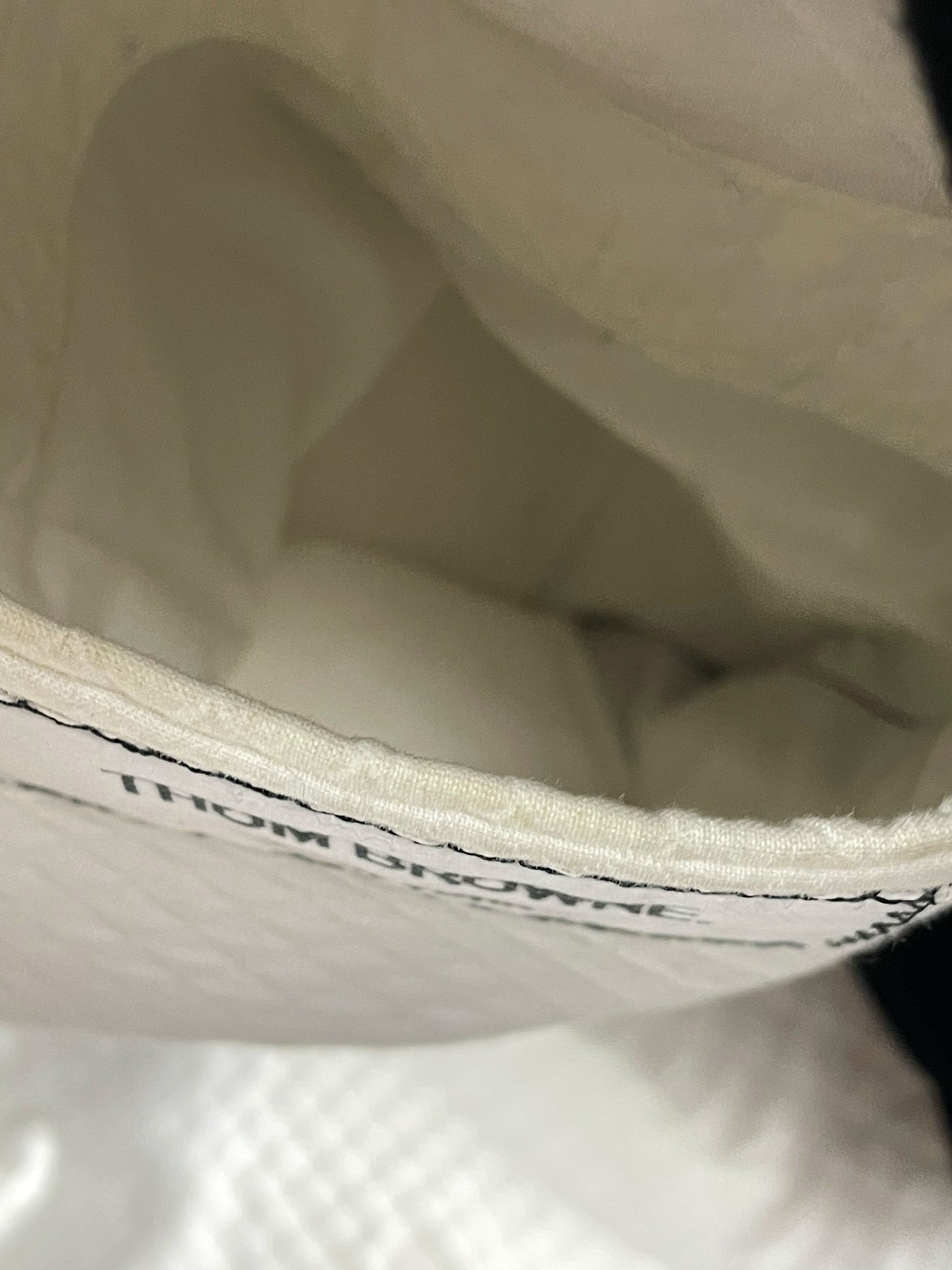 Handmade in USA Thom Browne wool topcoat interior label