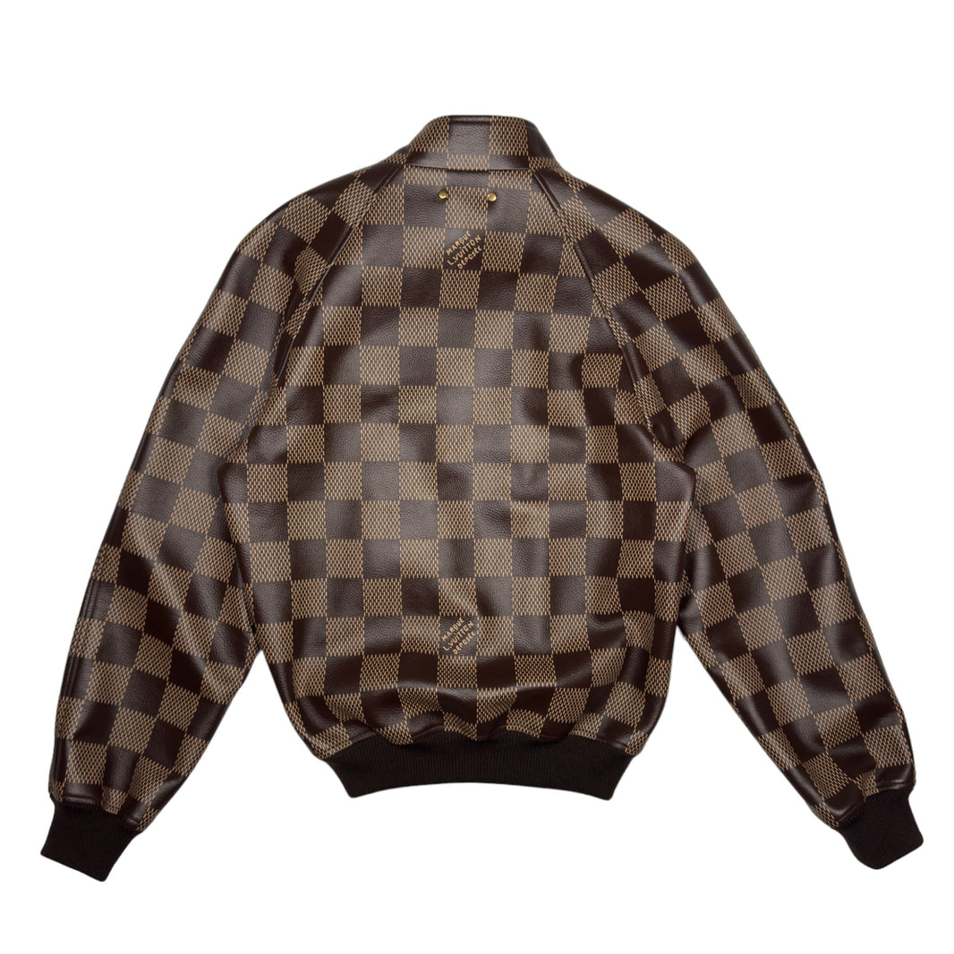 Louis Vuitton Runway Damier Harrington Leather Jacket Zip Pharell Bomber Sterling Silver Hardware