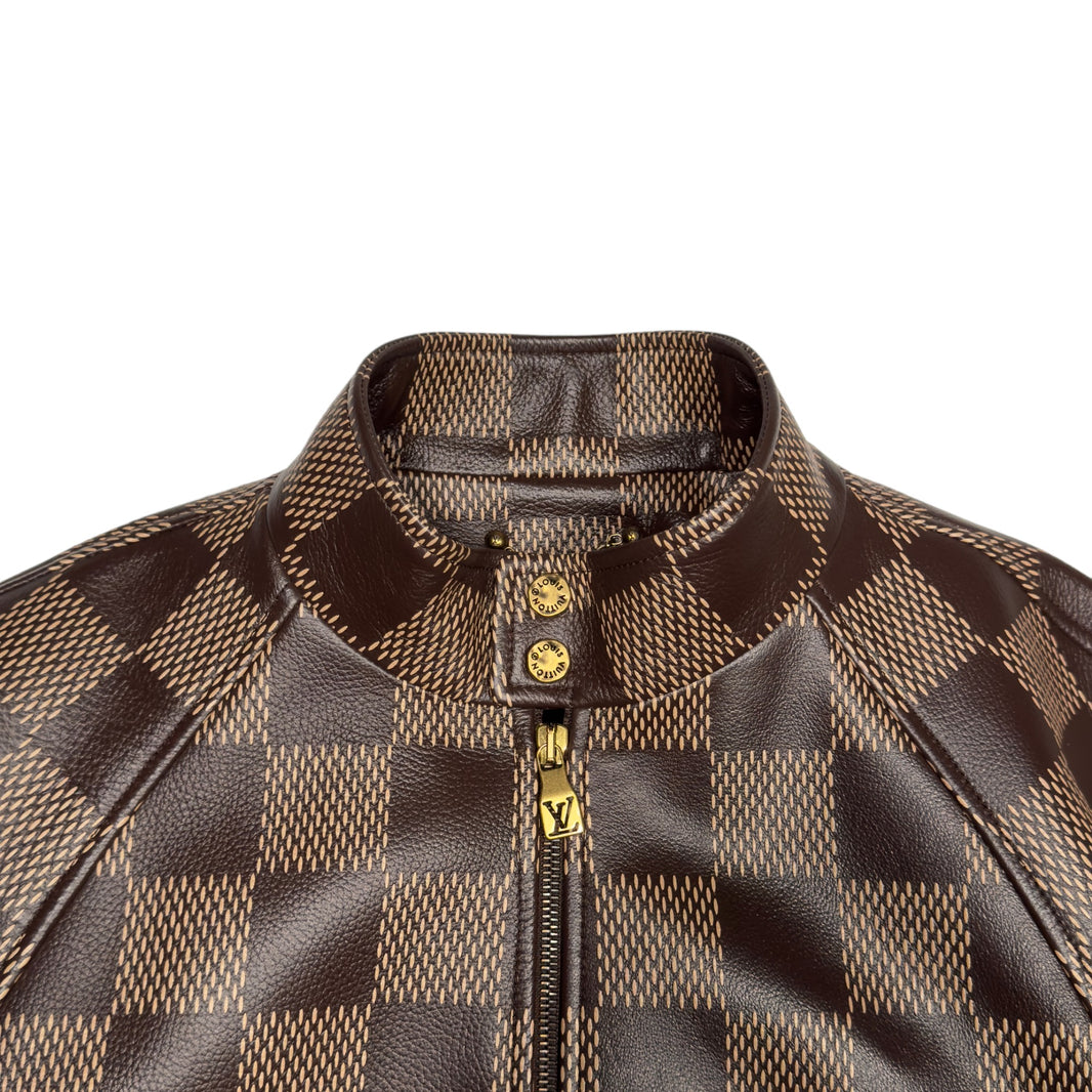Louis Vuitton Runway Damier Harrington Leather Jacket Zip Pharell Bomber Archival