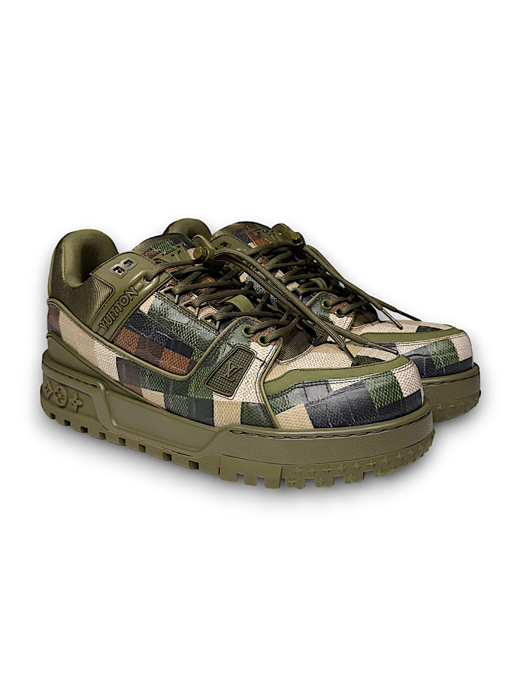 Louis Vuitton Damoflage Camo Trainer Maxi Sneaker Pharell LV Sterling Silver Hardware