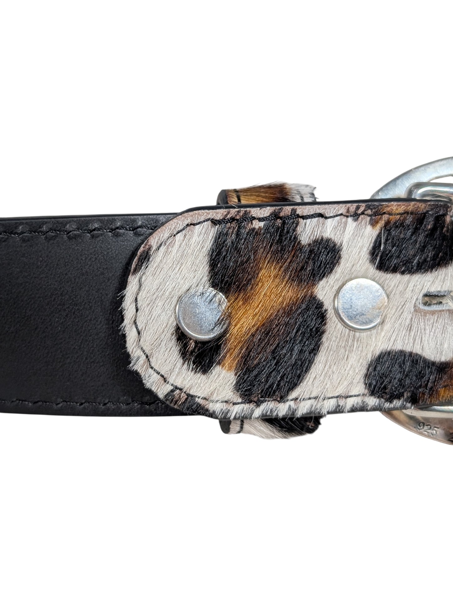 Leopard Print Calf Hair Leather Belt Strap