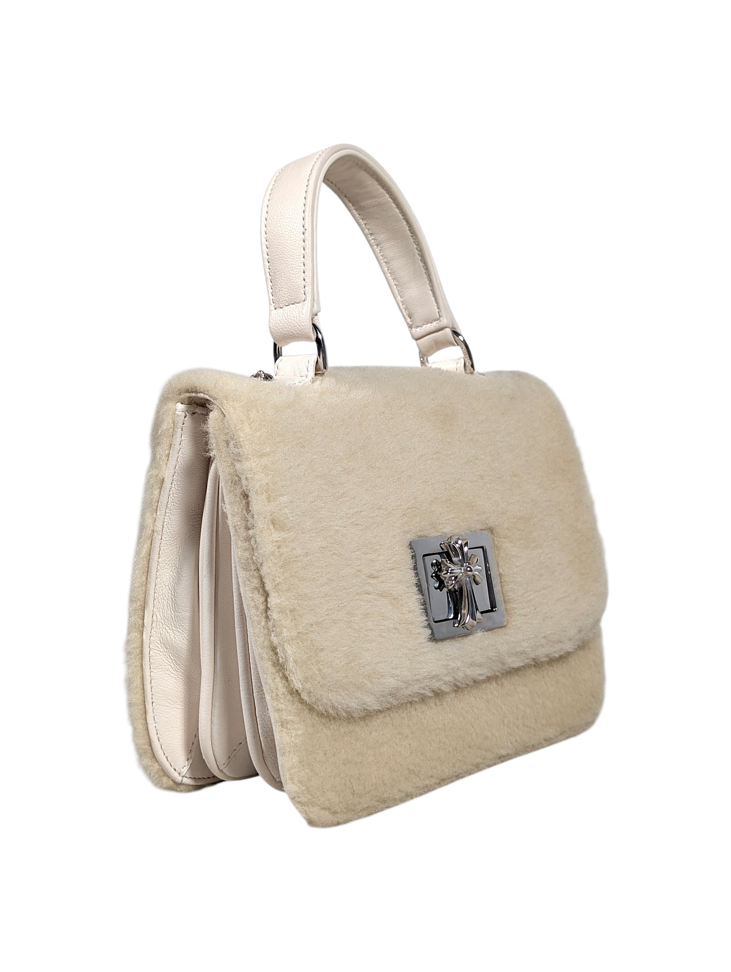 "Grow Up" Shearling Handbag Cream
