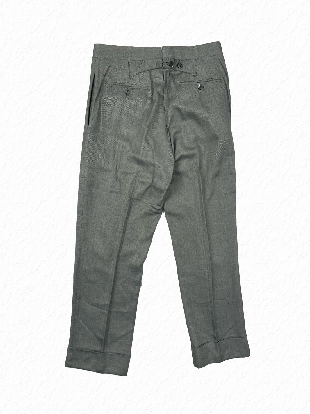 Grey salt and pepper cotton trousers by Thom Browne Spring 2007