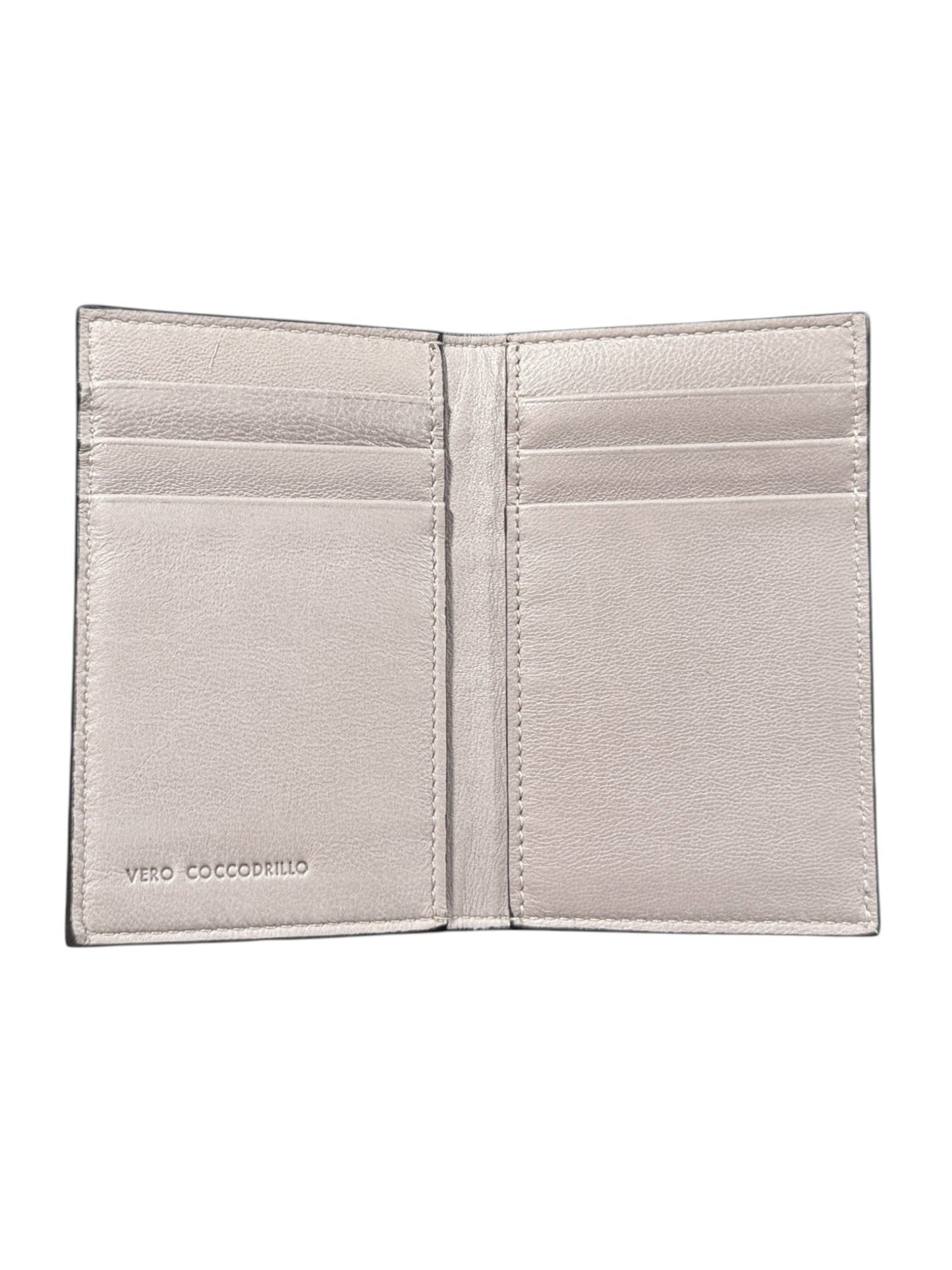 Bifold Wallet Crocodile Card Holder Grey Glossy