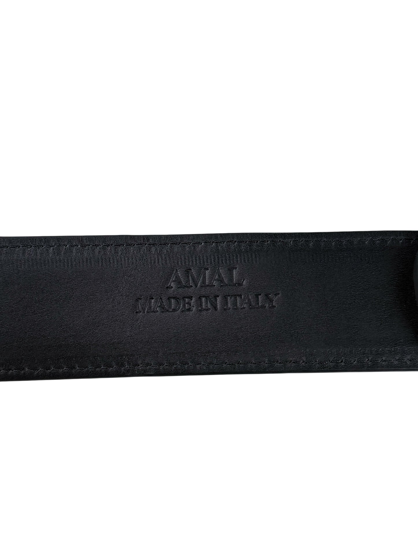 Chrome Hearts buckle mounted on AMAL glossy black crocodile strap