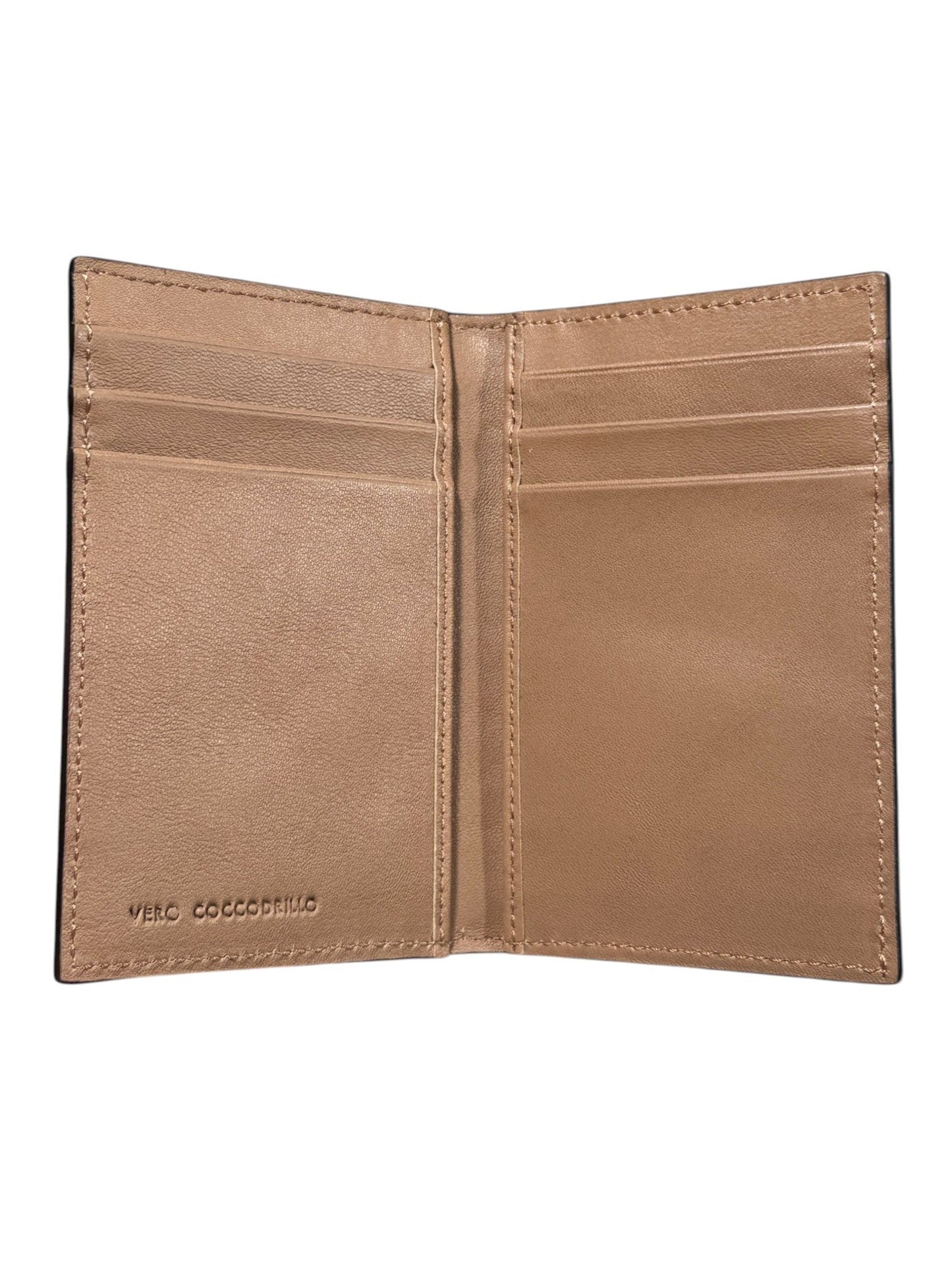 Calf Leather Interior 8 Card Wallet Exotic Bifold AMAL Beige