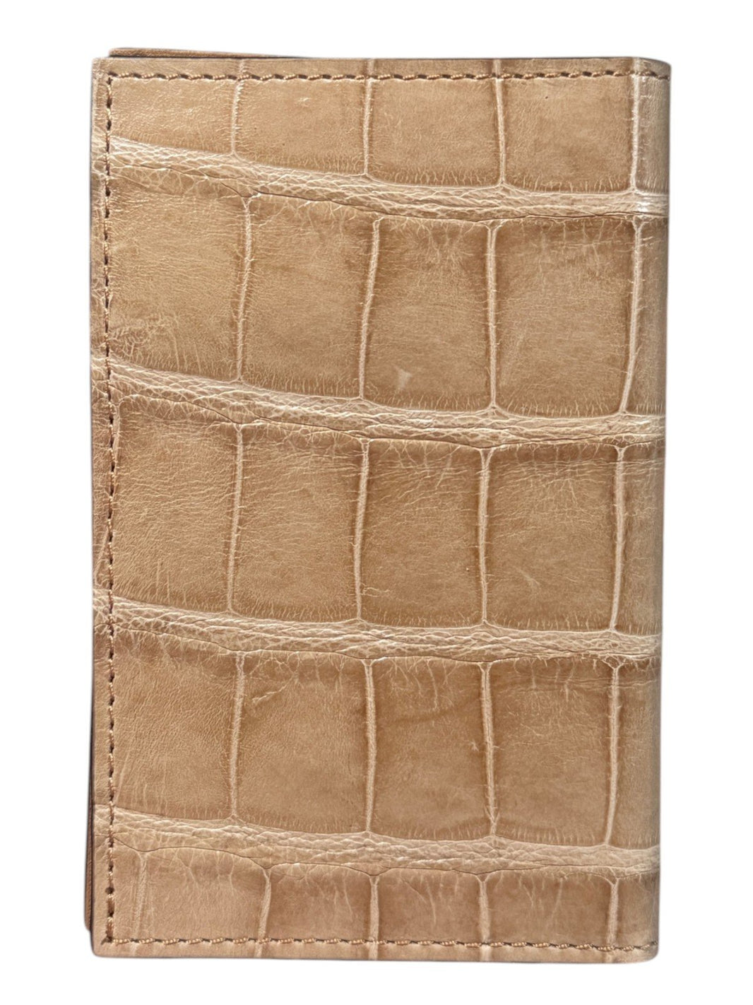 Handmade Italy Crocodile Skin Bifold Wallet Gold AMAL