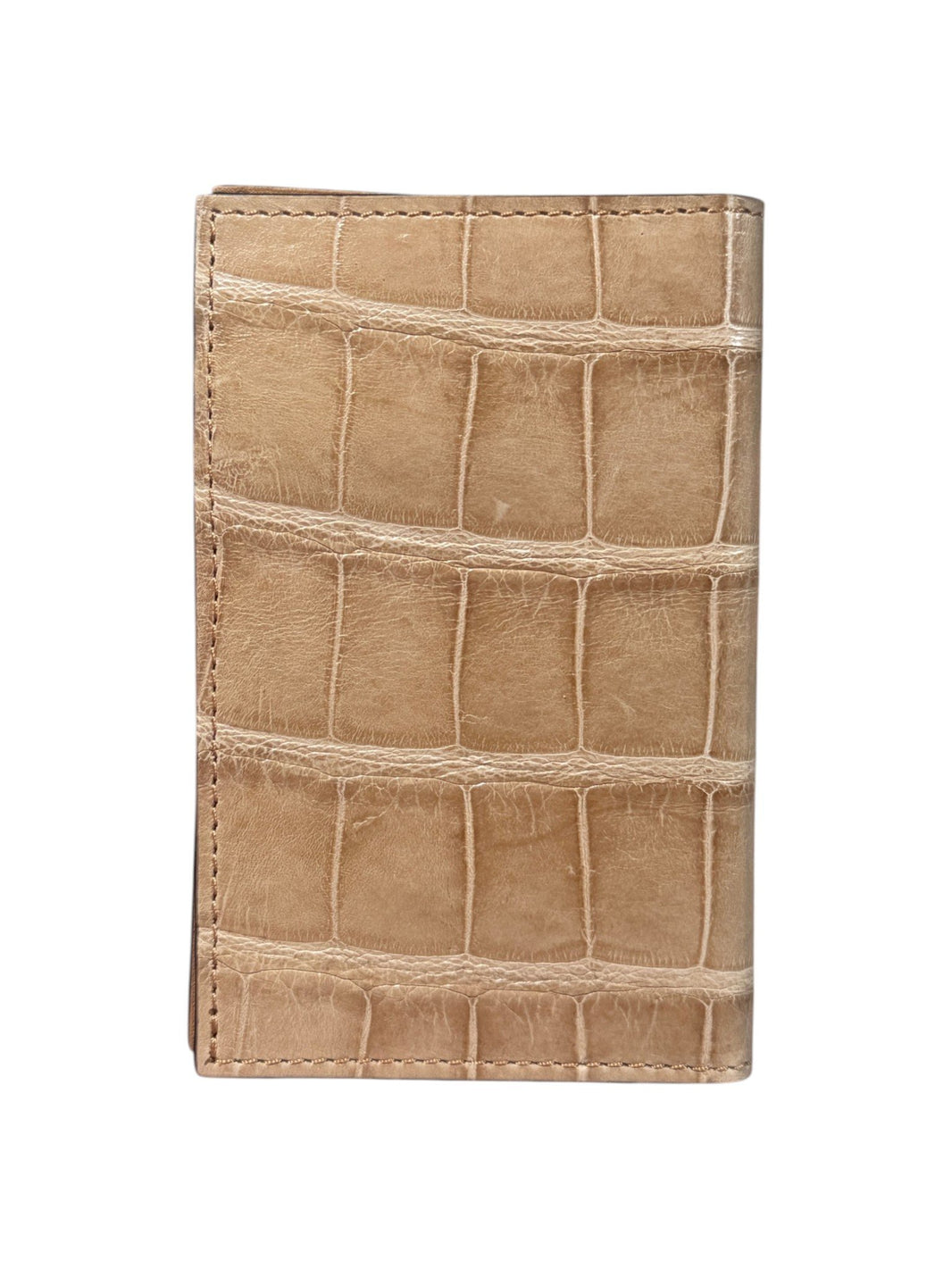 Handmade Italy Crocodile Skin Bifold Wallet Gold AMAL