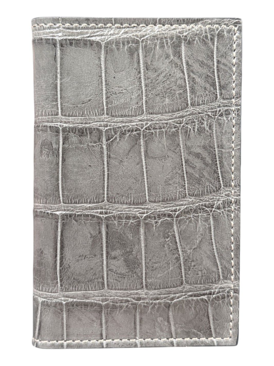 Grey Crocodile Bifold Card Wallet Exotic Leather AMAL Italy