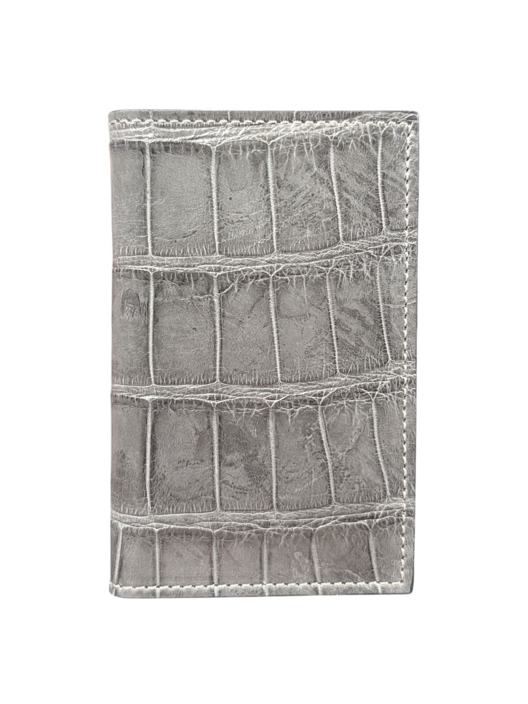 Grey Crocodile Bifold Card Wallet Exotic Leather AMAL Italy
