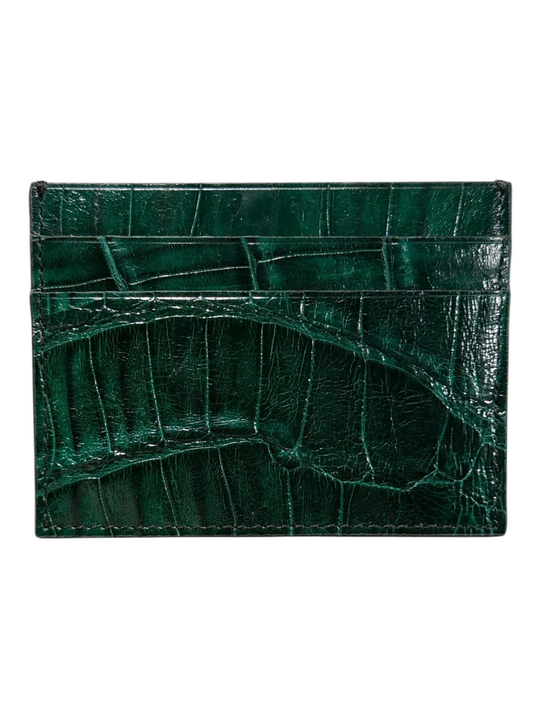 Forest Green Crocodile Skin Card Holder Exotic Leather