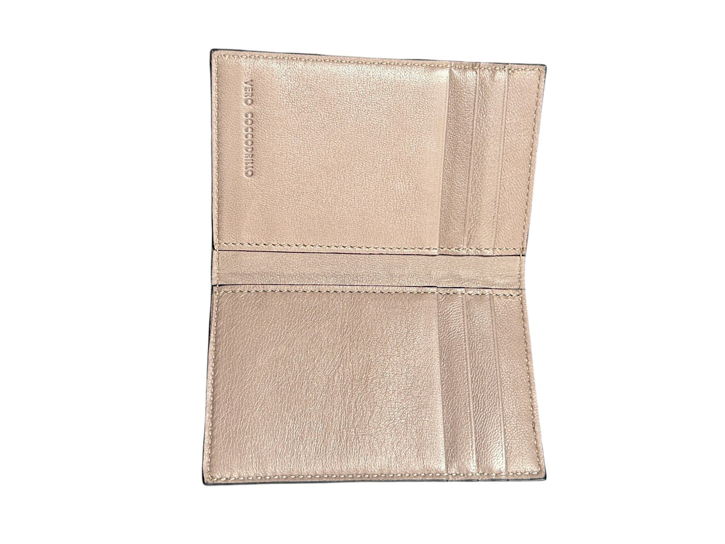 Genuine Crocodile AMAL Stone Grey Bifold Card Wallet Beige Leather Lining