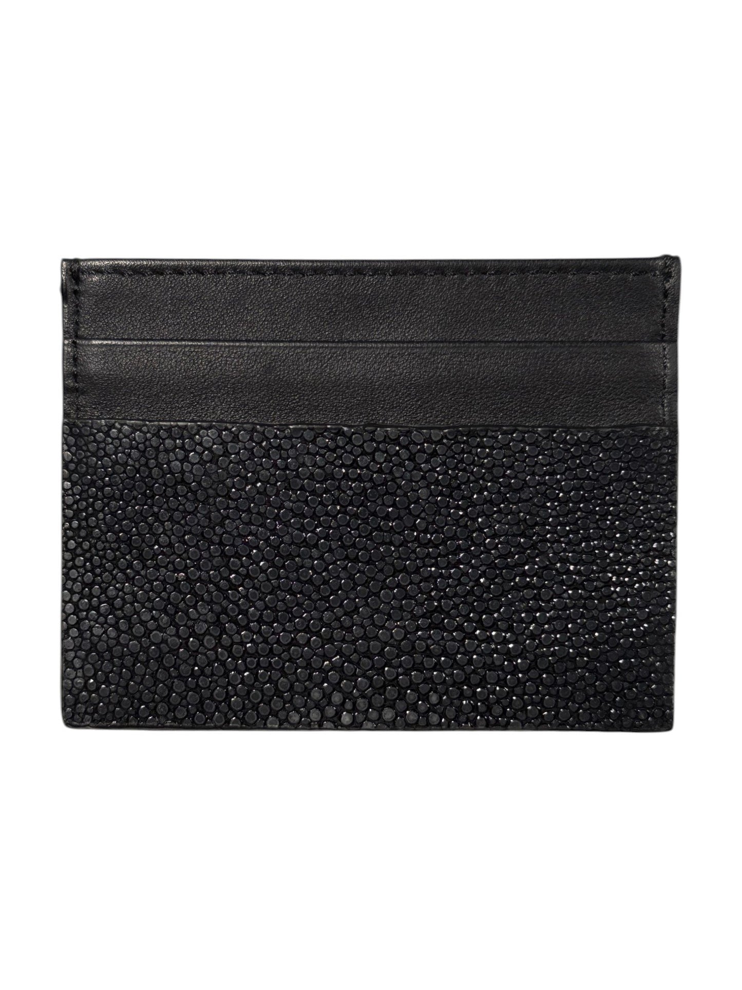 Exotic Leather Card Holder Black Stingray Calf Lining AMAL Italy