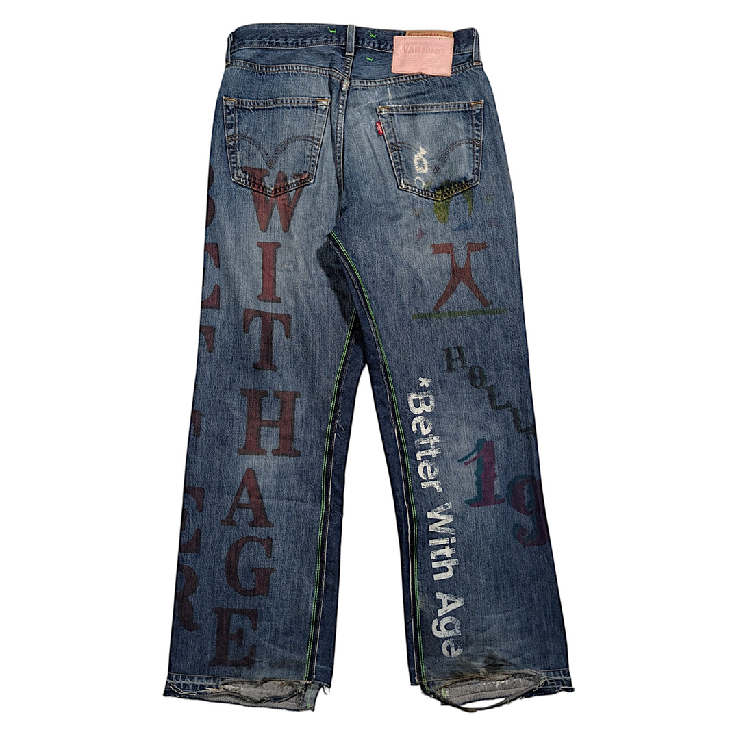 Better With Age Better With Age Double Wide Flare Painted Vintage Levi's Jeans Sterling Silver Hardware
