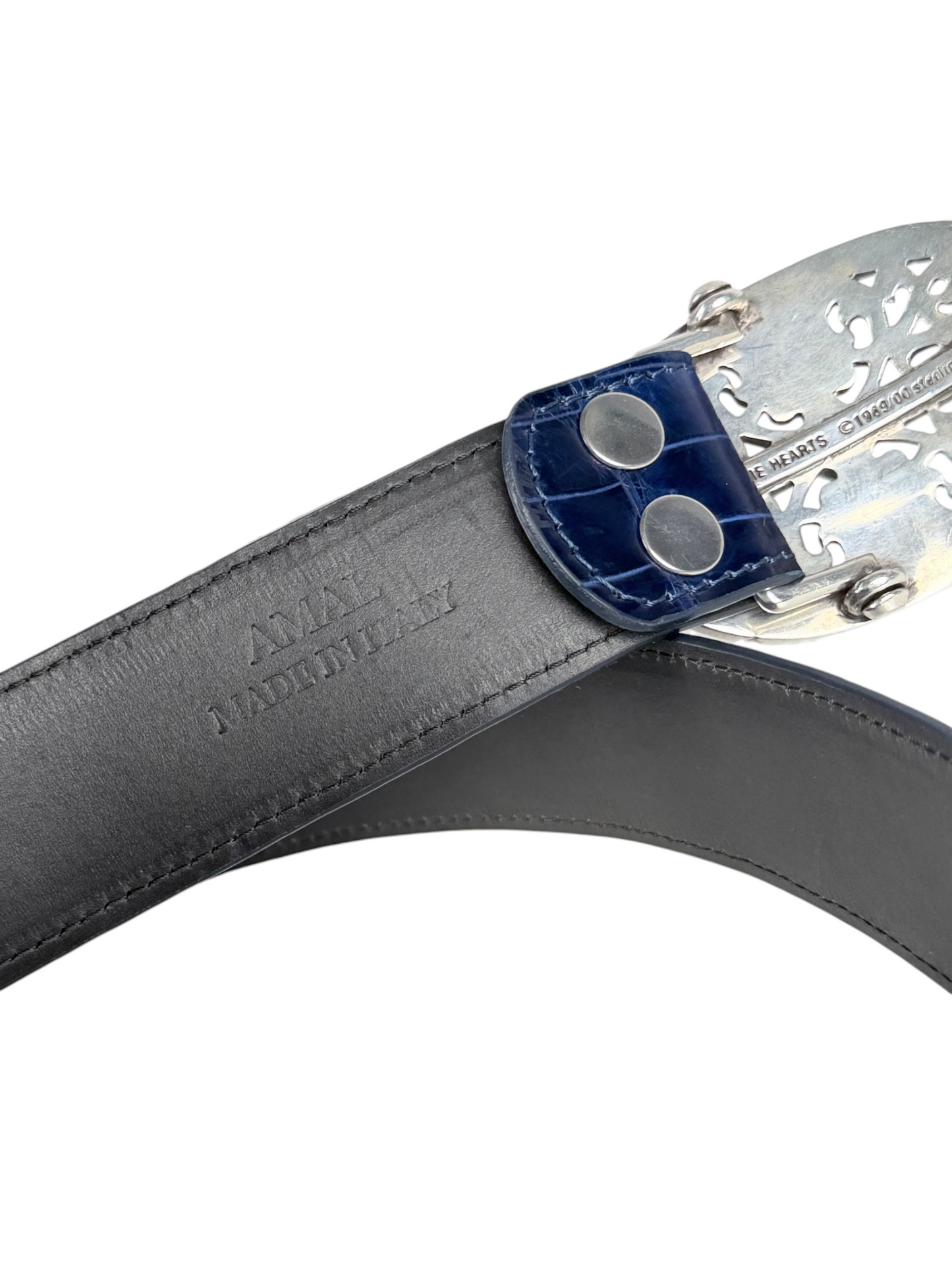 AMAL V2 belt strap shown with Chrome Hearts oval cross buckle