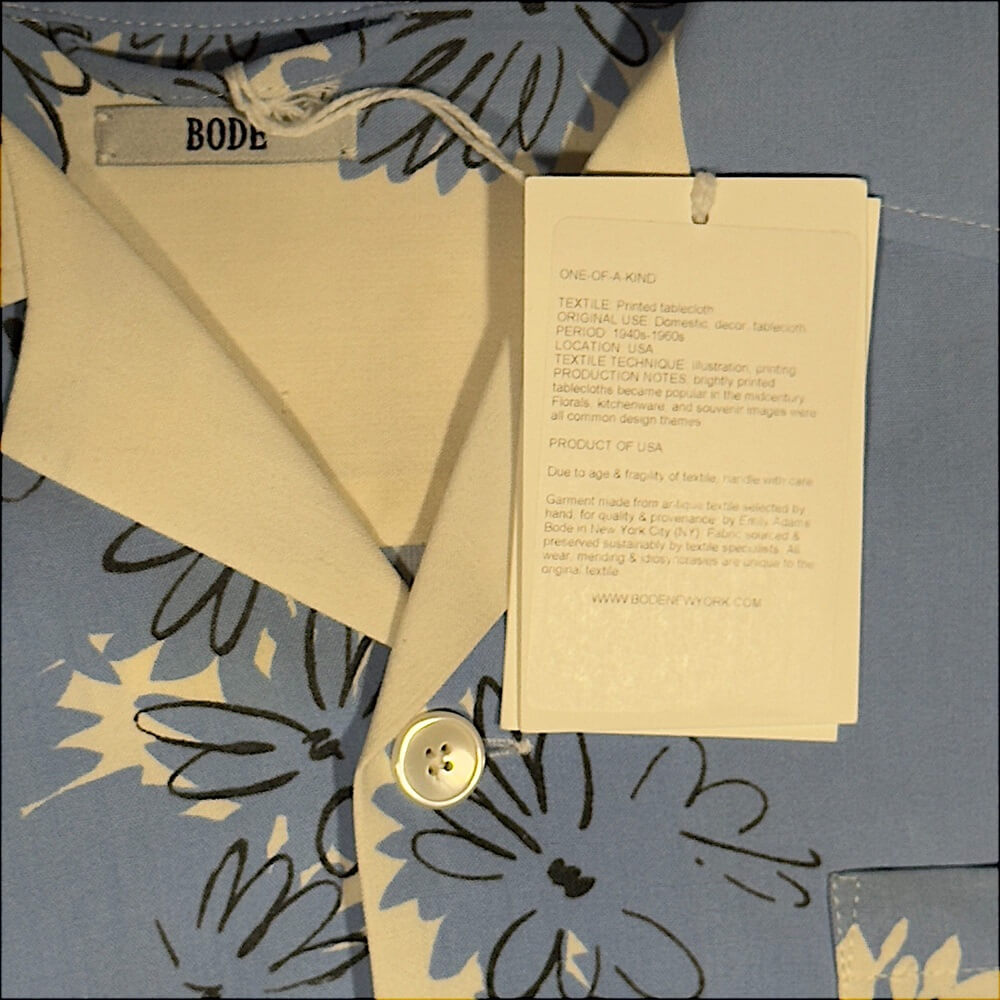 BODE Vintage Upcycled Floral Shirt 'Shadow Bush' 1/1 Archival