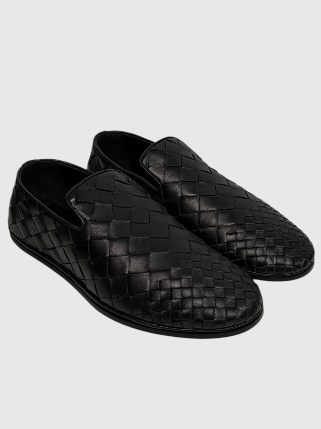 Intrecciato Dégradé Weave Bottega Veneta Black Leather Slipper