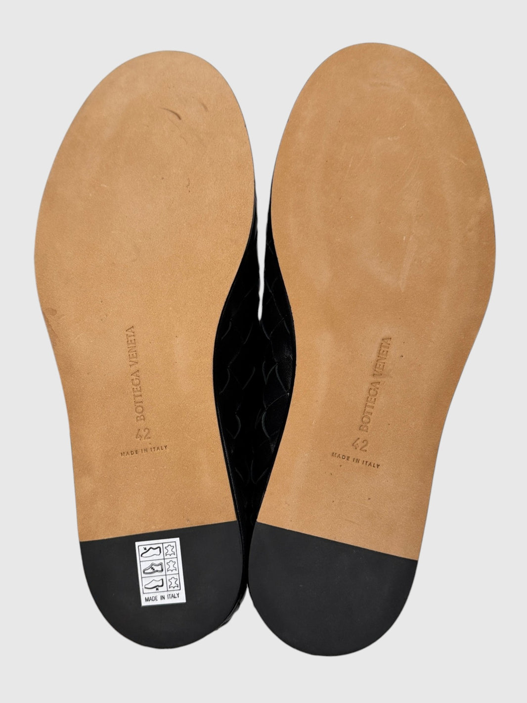 Made in Italy Bottega Veneta Leather Sole Slipper Black Intrecciato