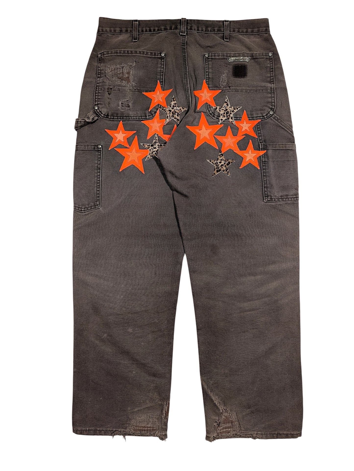 chrome hearts carhartt double knee carpenter pants orange leather star patch vegas exclusive 2023