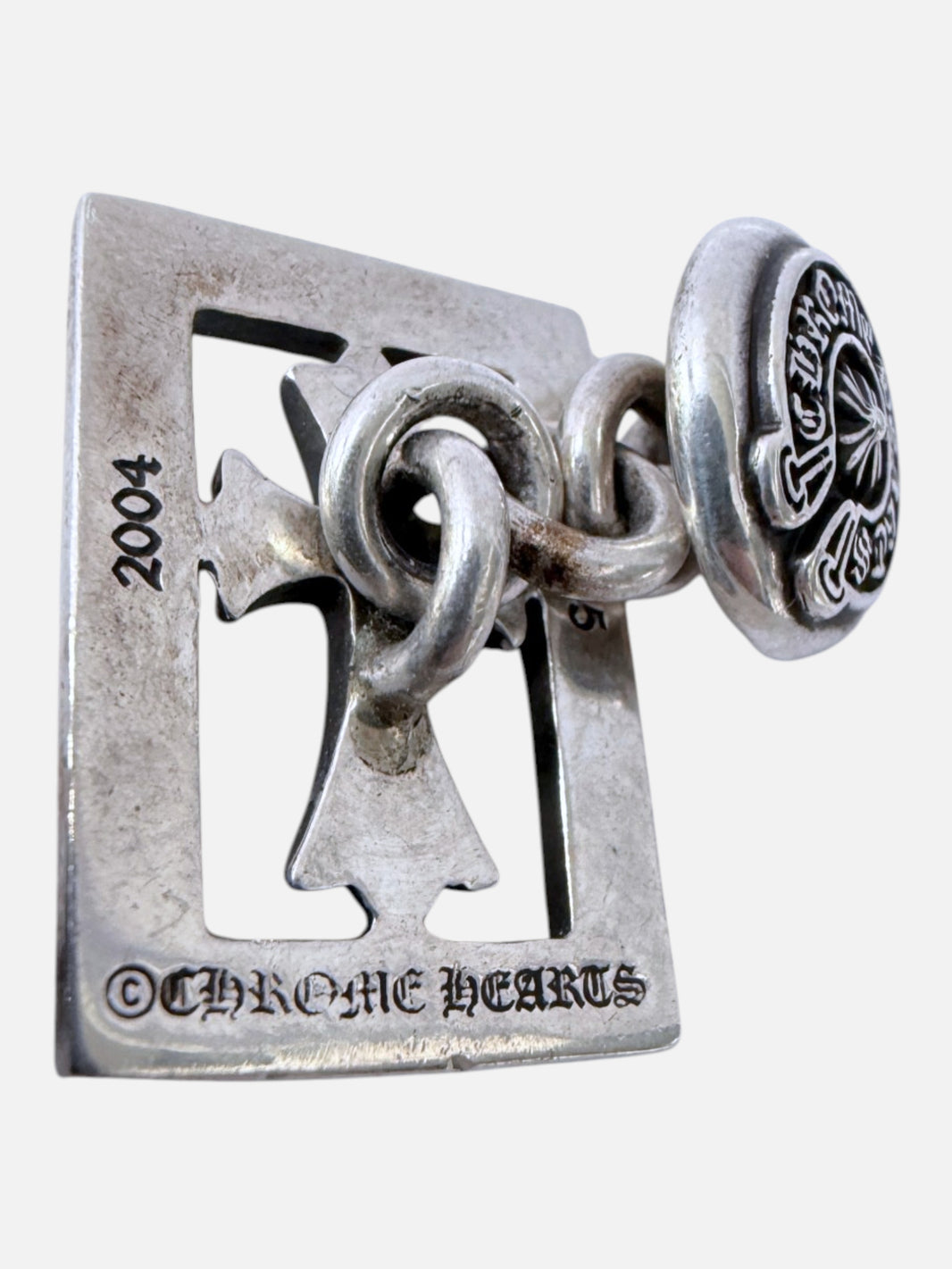 Silver Link Chain Chrome Hearts Baby Fat Cross Cufflinks