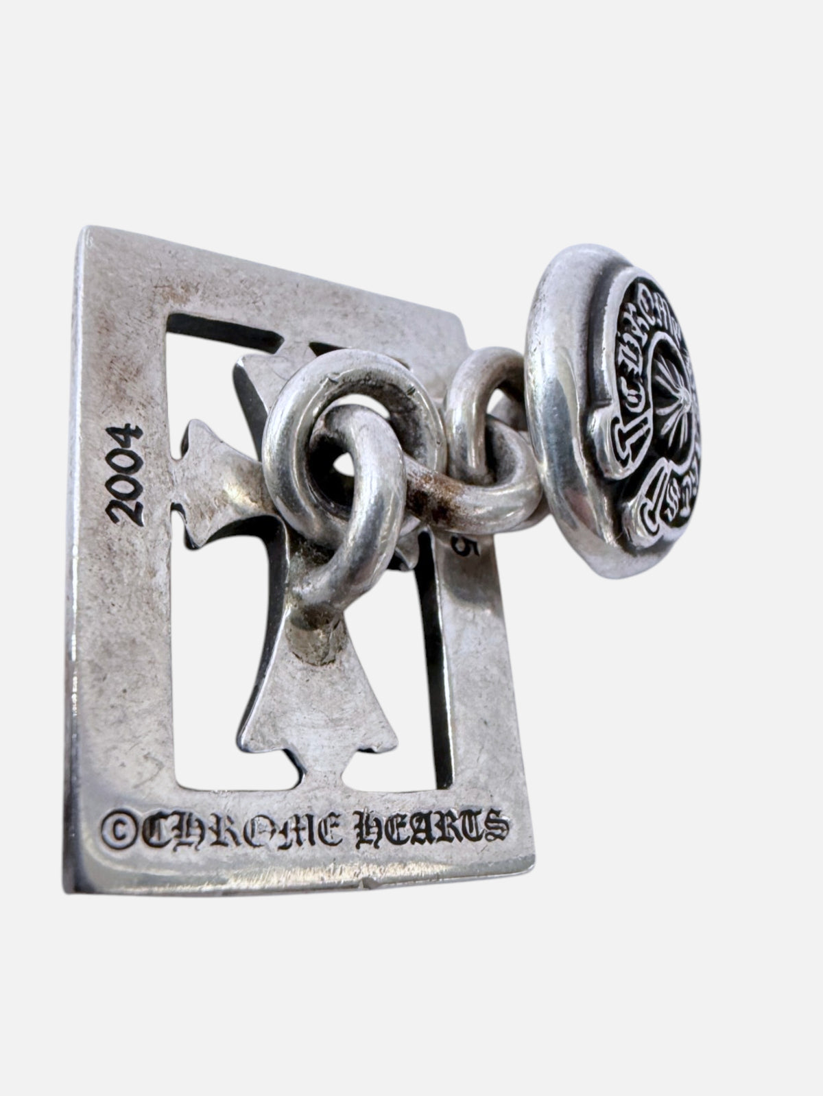 Silver Link Chain Chrome Hearts Baby Fat Cross Cufflinks