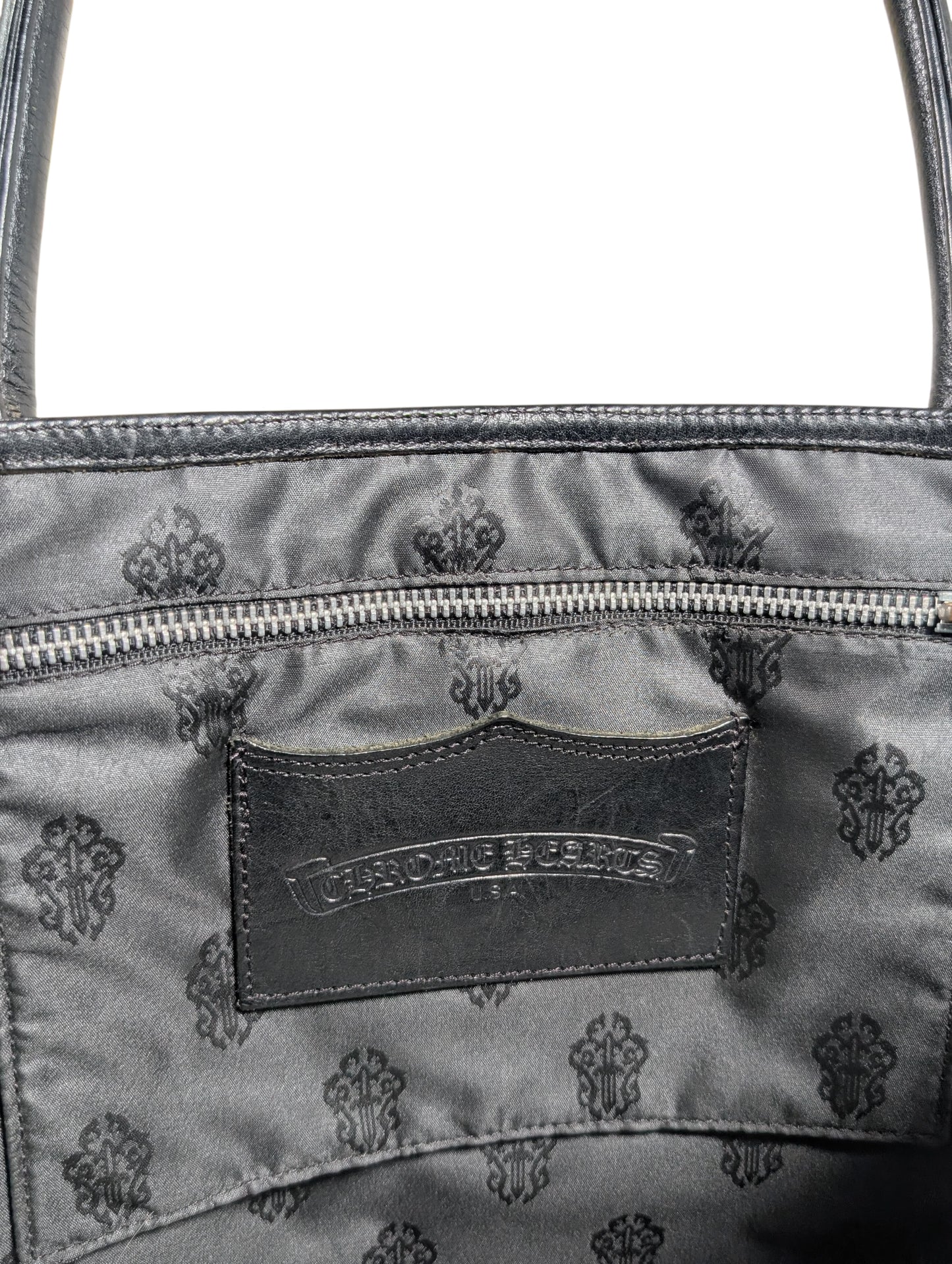 Cross Patch Leather Zip Up FS Tote Bag