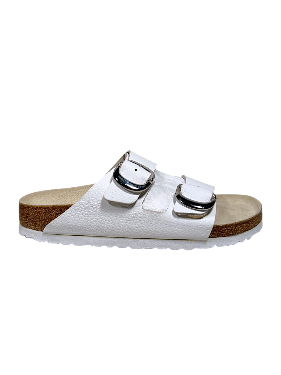 Chrome Hearts White Leather Sandals Silver Gunslinger Buckle