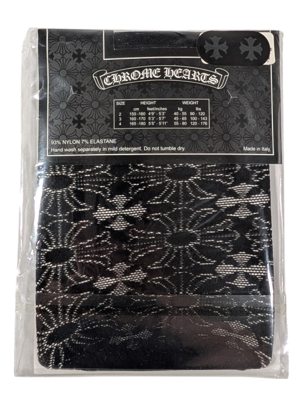 Chrome Hearts Plus Cross Monogram Logo Sheer Tights Sterling Silver Hardware