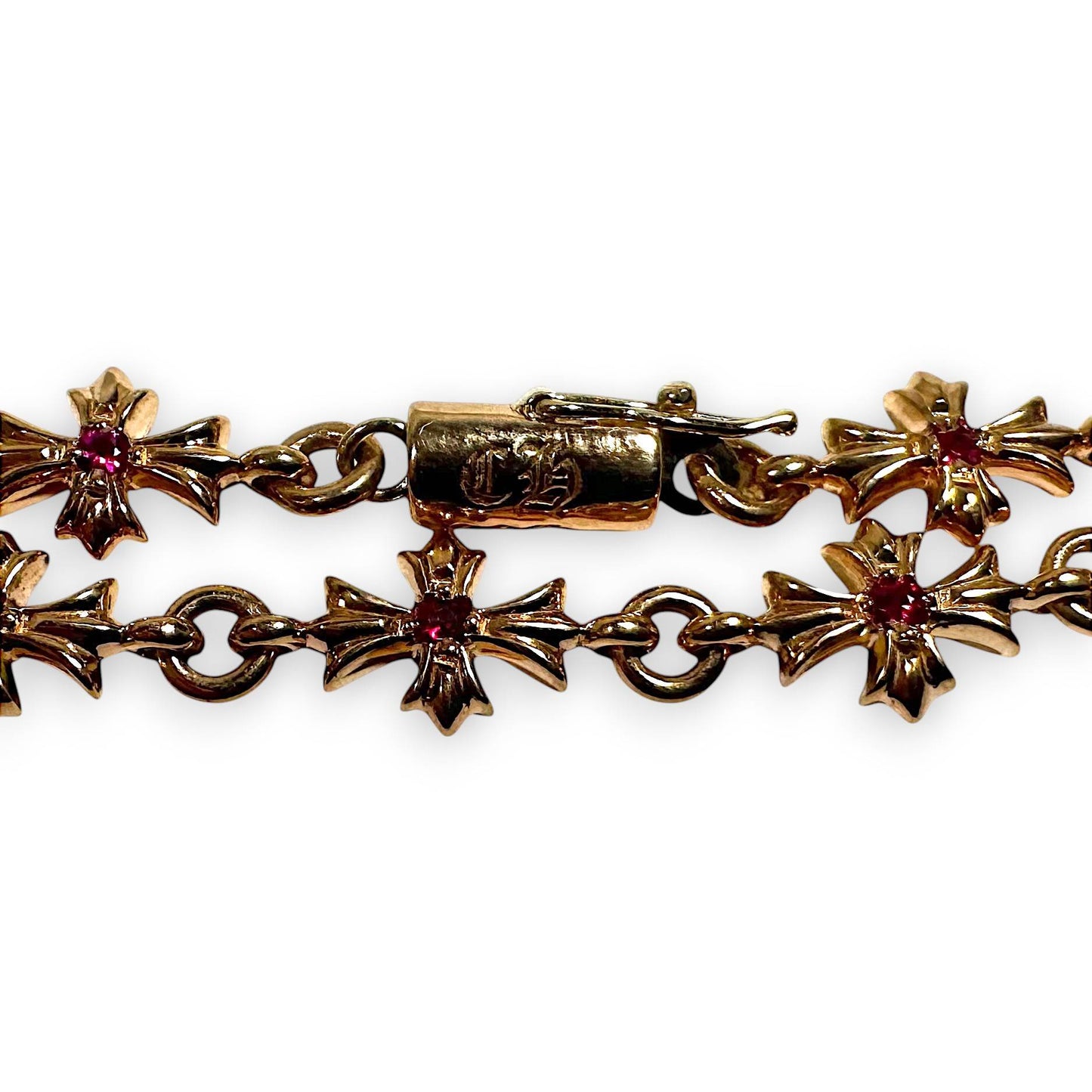 22k Gold Ruby Tiny E Bracelet
