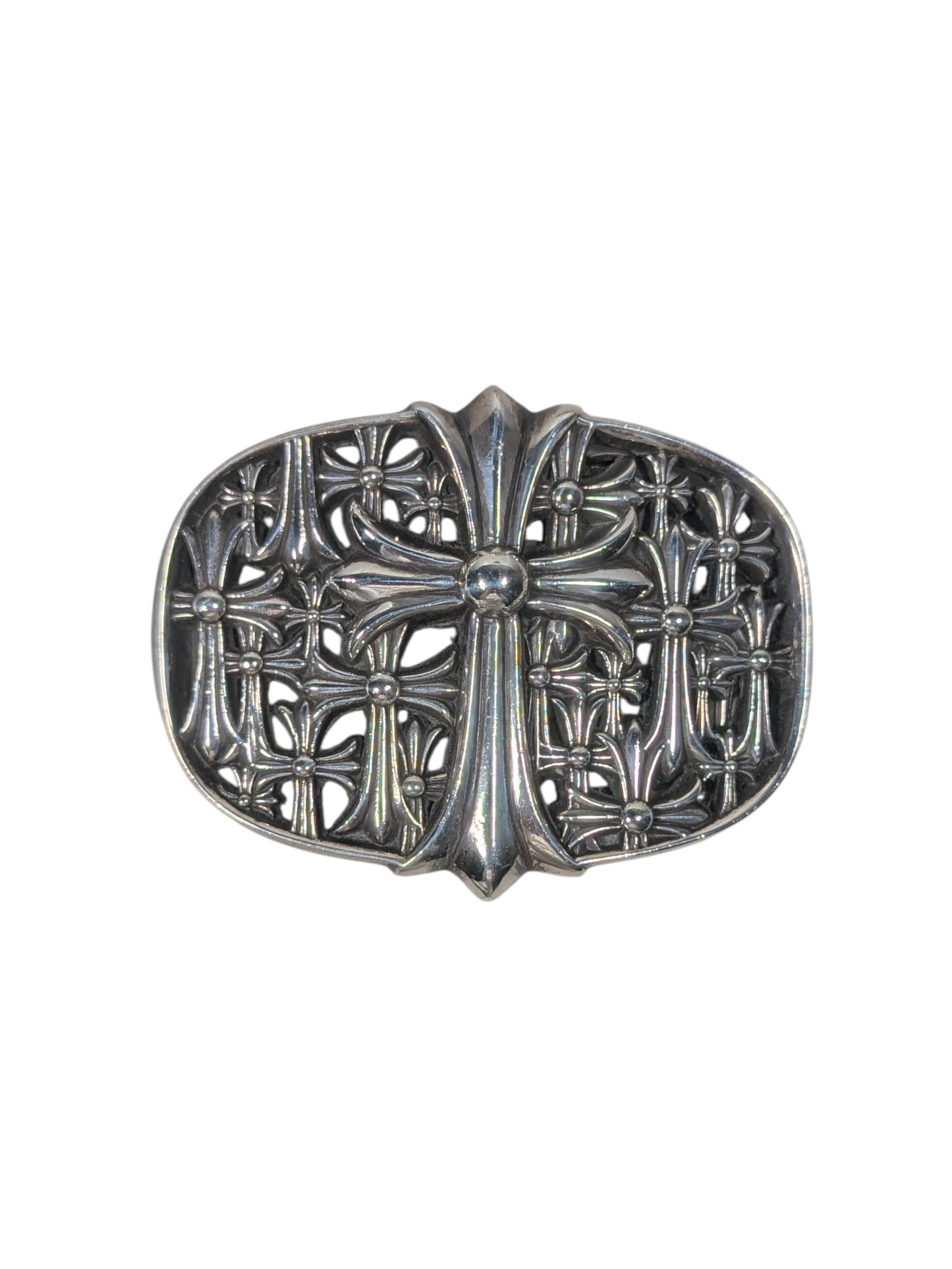 Chrome Hearts Cemetery Cross Sterling Silver Belt Buckle Authentic Chrome Hearts Hardware Rare CH Buckle