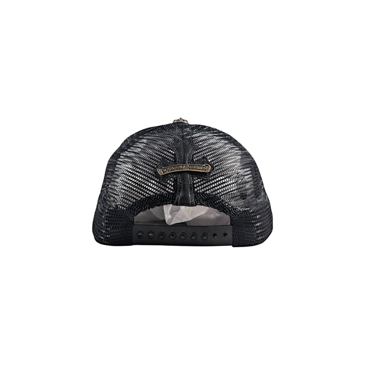 Black Leather Cemetery Cross Patch Hat