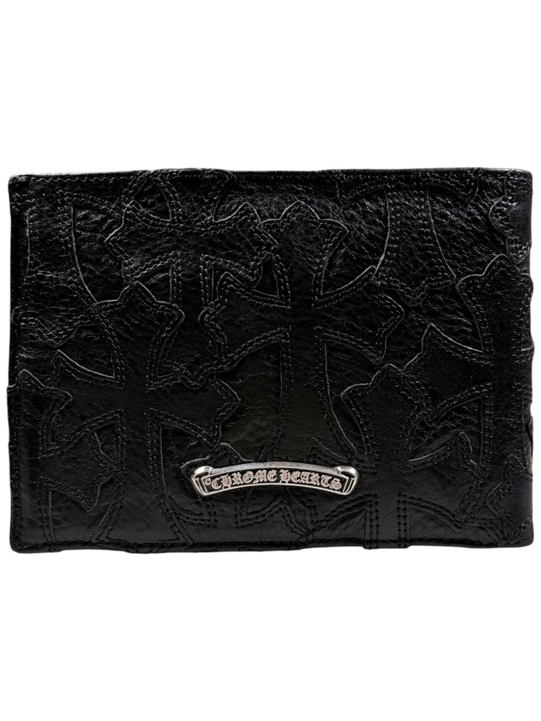 Chrome Hearts Cemetery Cross Patch Snap Bi-Fold Wallet Sterling Silver Hardware