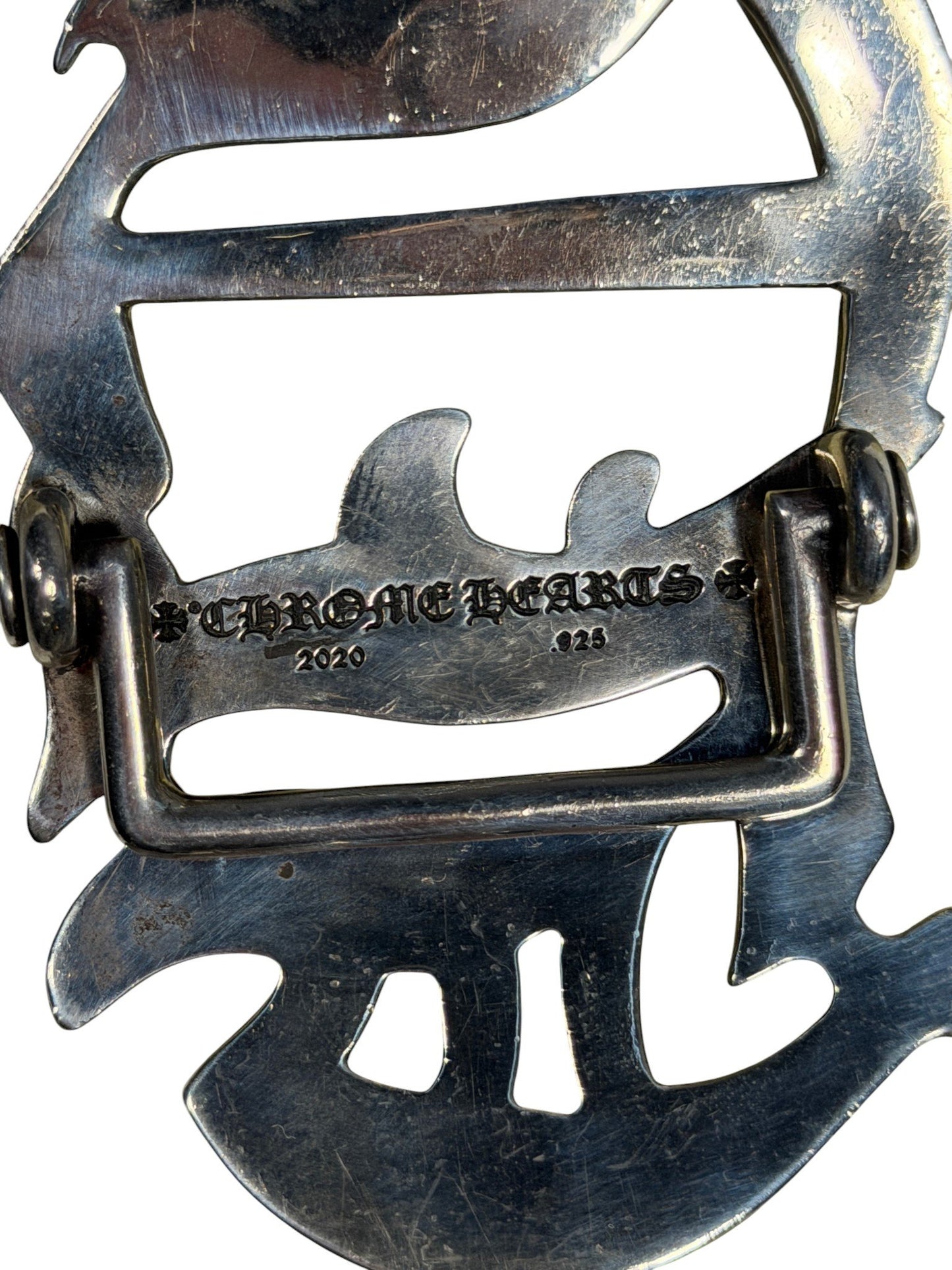 Cut-Out CH Lettering Belt Buckle Chrome Hearts Silver Hardware