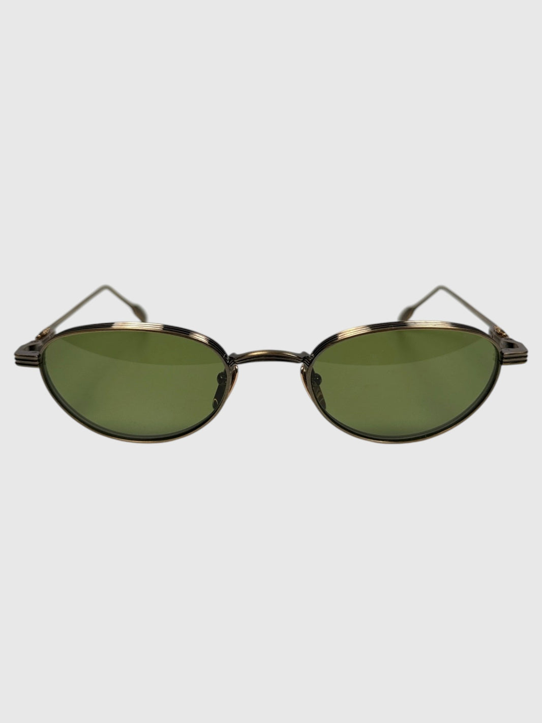Chrome Hearts Clitorial Sunglasses Antique Gold Oval Frame Green Lenses