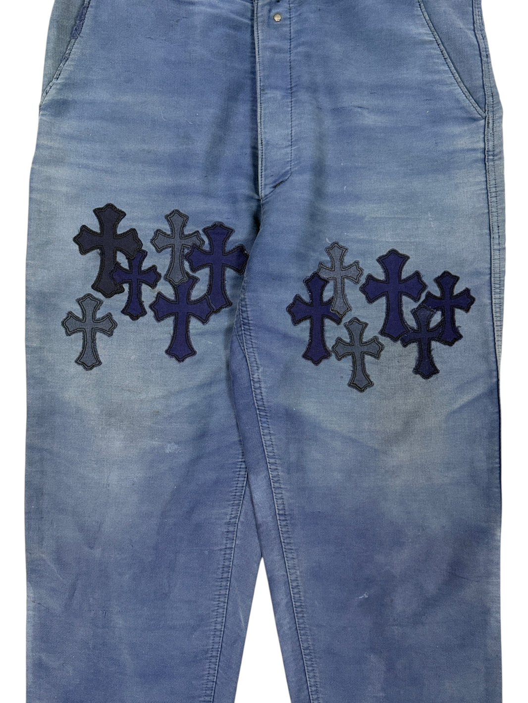 Cross Patch Pants Chrome Hearts Faded Blue Cotton