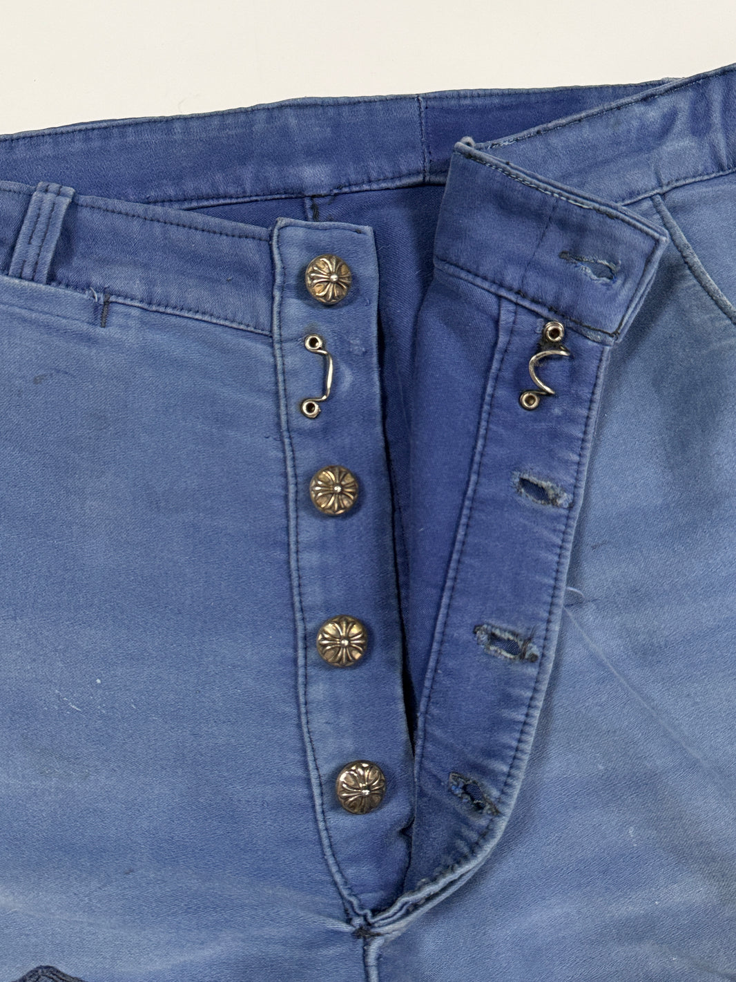 Button Fly Chrome Hearts French Workwear Trousers Blue
