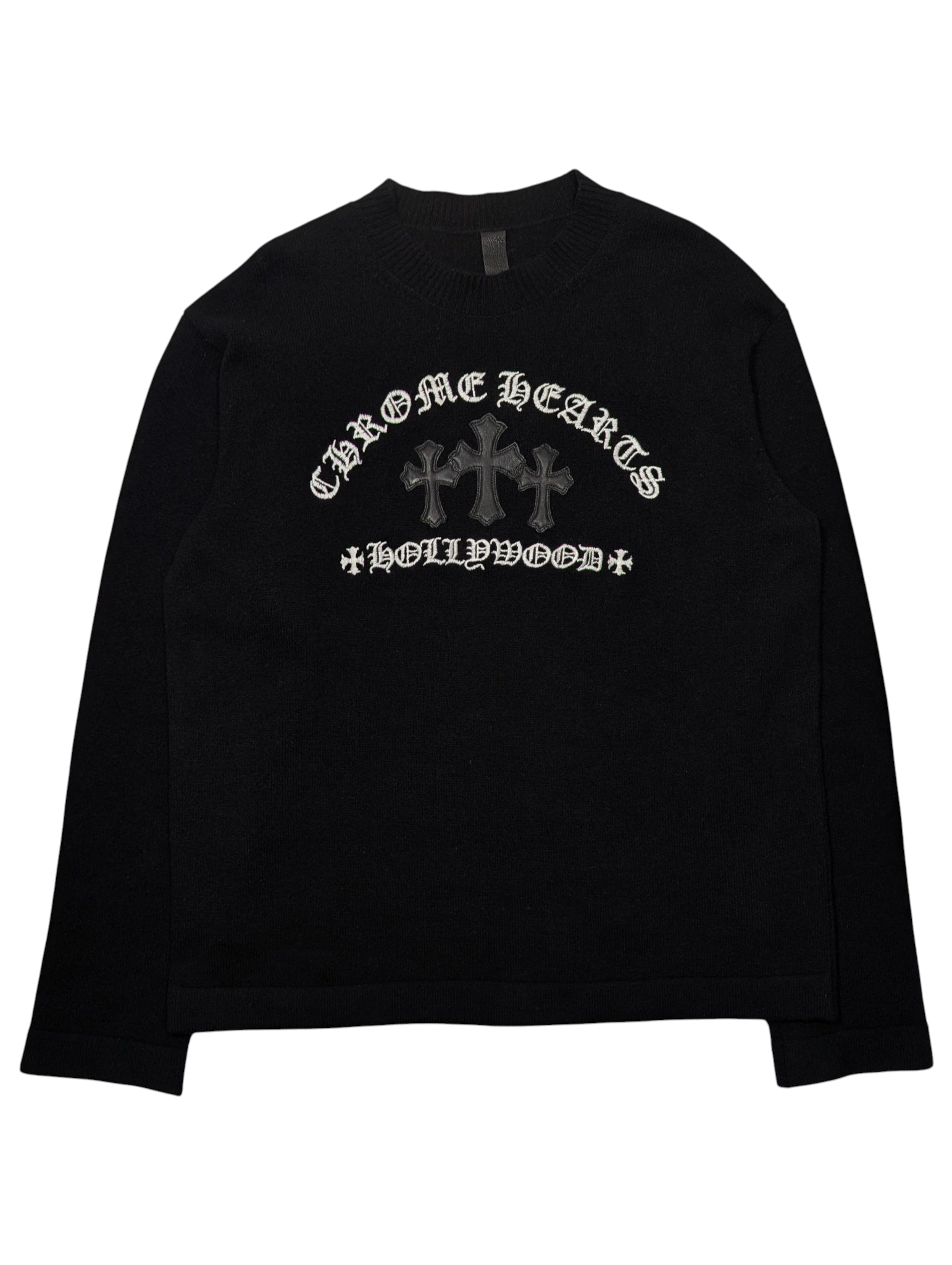 Chrome Hearts Triple Cross Leather Patch Cashmere Sweat | YP