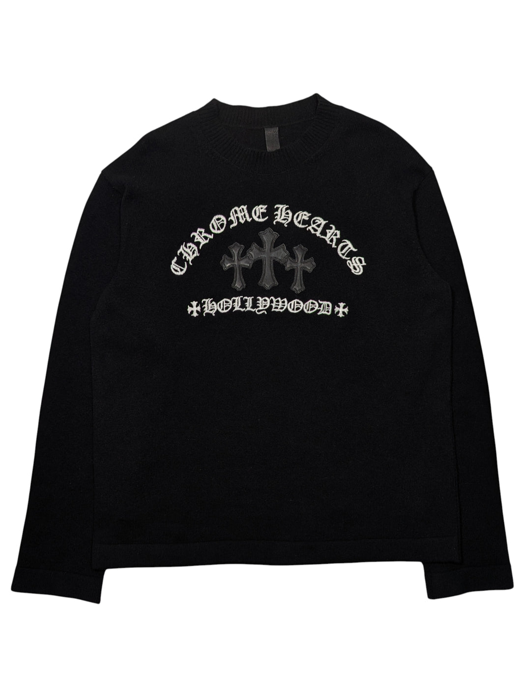 Chrome Hearts Triple Cross Leather Patch Cashmere Sweater Authentic Sweaters