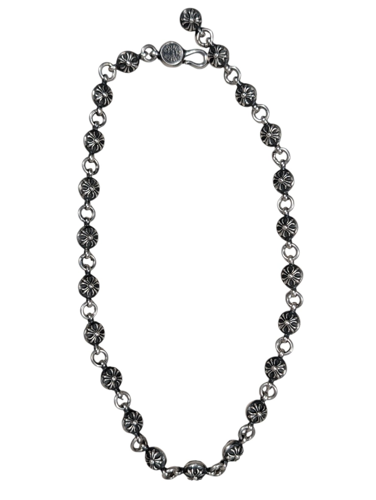 Chrome Hearts Cross Ball Necklace Sterling Silver Chain 22 Link