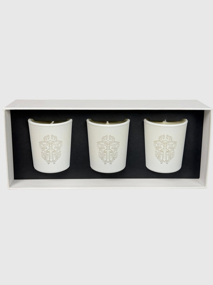 White Matte Chrome Hearts Candles Dagger Motif Three Piece Set