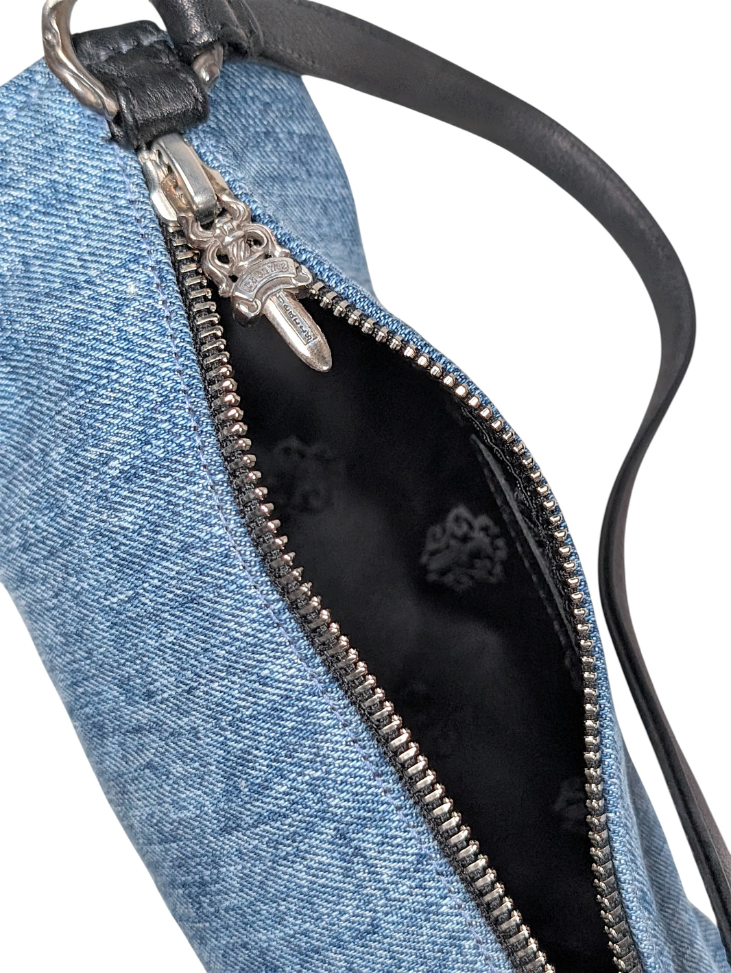 chrome hearts bag denim triple cross scroll