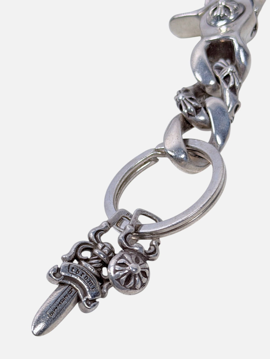 Cross Ball Charm Chrome Hearts Silver Fancy Link Keyring