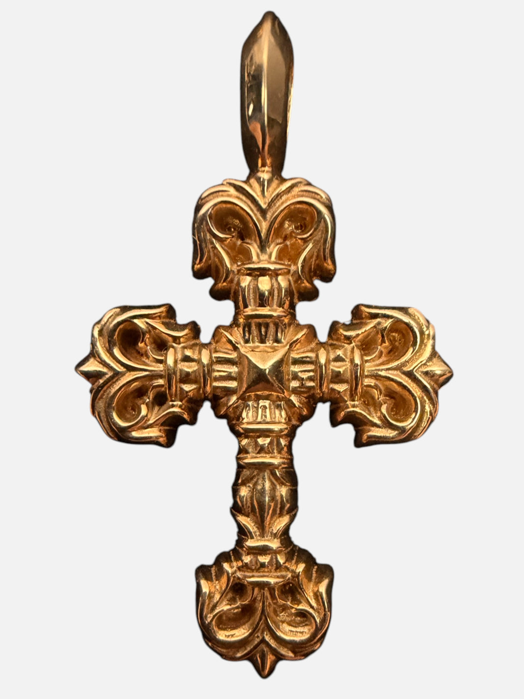Chrome Hearts Filigree Cross Pendant Charm 22k Yellow Gold