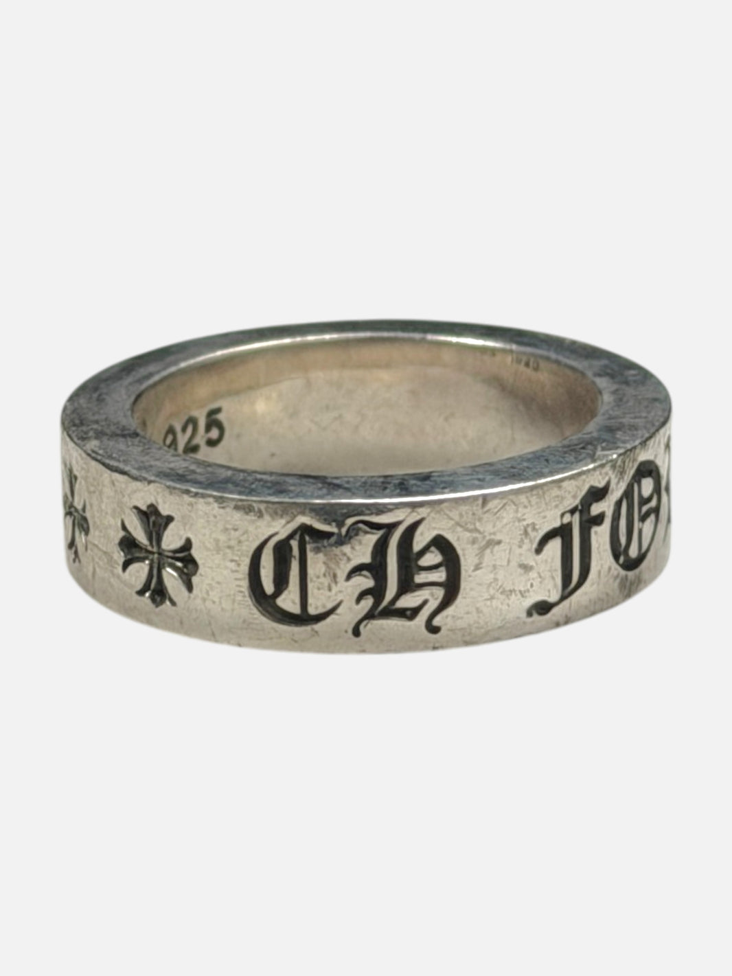 Engraved Plus Cross Silver Band Chrome Hearts Spacer Ring